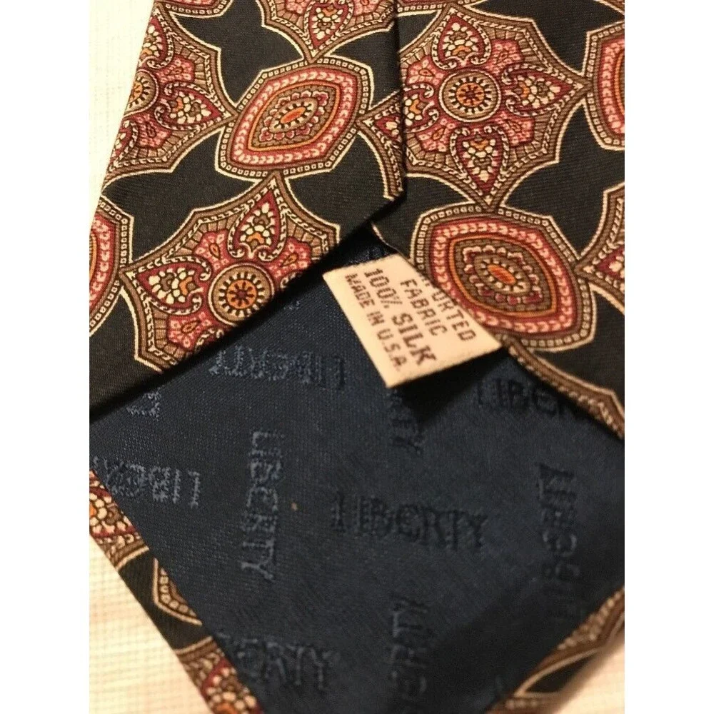 Liberty Of London Men's Neck Tie 100% Silk Blue Multi Color Printed Made In USA